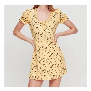 Aritzia Sunday Best Yellow Cherry Print Mini Dress Women's Size 2- NWT